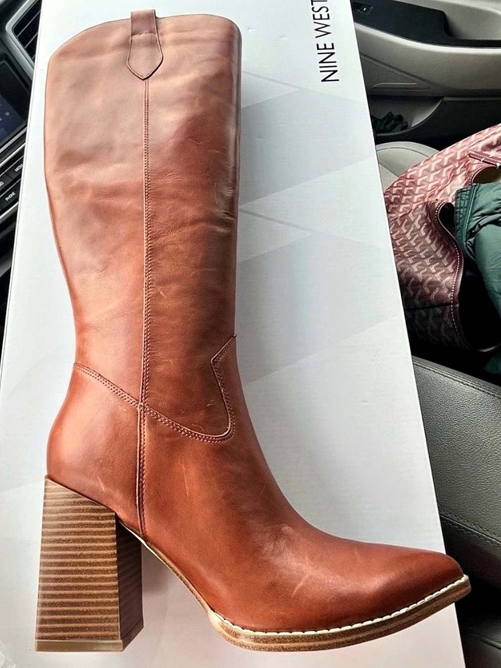 Nine West Bromwel Pointed Toe Knee High Western Boot Pointed Toe Knee High